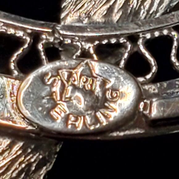 Star Art Sterling Bow Open Work Round Brooch 1.25" Minimalist Signed Vtg - Picture 3 of 6